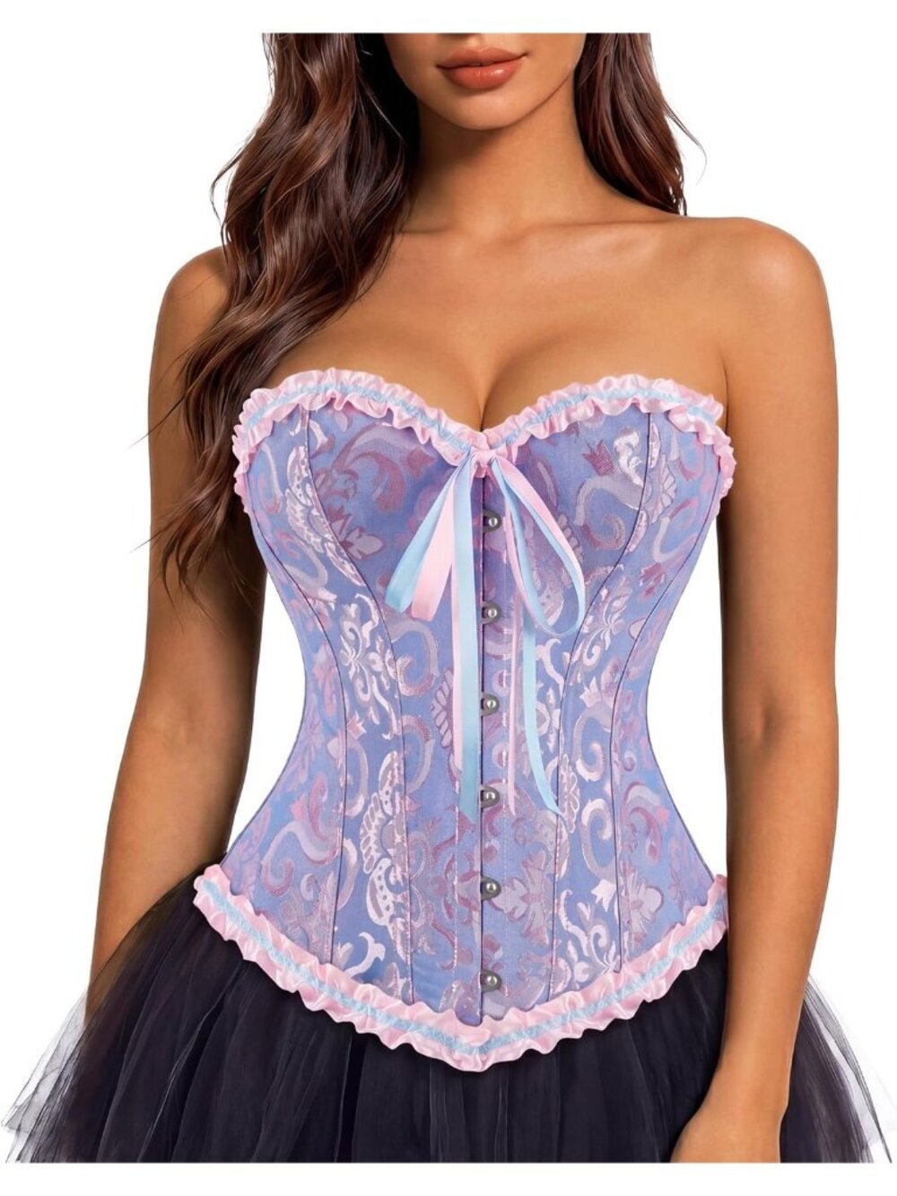 Women's Blue Vintage Shapewear Bustier Renaissance Halloween Costume Corset Top